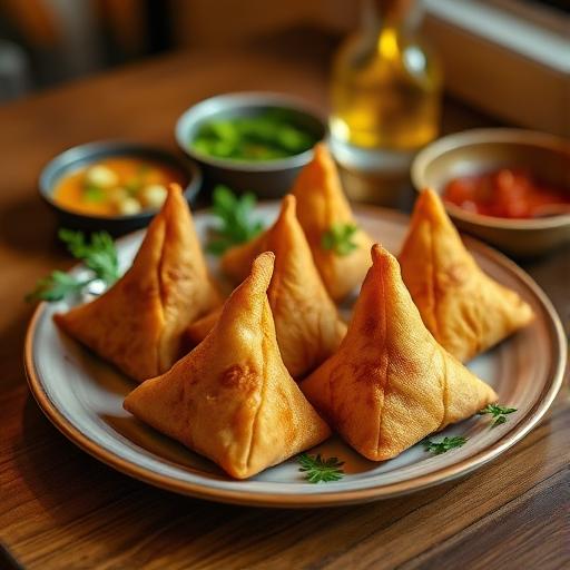 Samosa starters on a plate